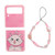 Flip Protective Phone Case Cartoon Pink with Chain TPU Shock Proof Flip Phone Cover for Gift Daily Use Half Sized Cat for Samsung Galaxy Z FLIP4