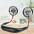 Portable Mini Neckband Fan Dual Desktop USB Rechargeable 3‑Speed Lazy Neck Hanging Style(Noir Rouge )