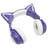 Cat Ear Bluetooth Headset Stereo Cute High Sensitivity Built in Mic Adjustable LED Kids Headset with 3.5mm Cable Purple