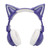 Cat Ear Bluetooth Headset Stereo Cute High Sensitivity Built in Mic Adjustable LED Kids Headset with 3.5mm Cable Purple