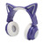 Cat Ear Bluetooth Headset Stereo Cute High Sensitivity Built in Mic Adjustable LED Kids Headset with 3.5mm Cable Purple