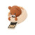 Cartoon USB Flash Drive Brown Bear Cartoon USB2.0 Support Hot Swap Shock Resistant Plug and Play Memory Thumb Stick(Brown Bear  Buckle Ring 128GB)