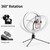 10in USB Desktop Ring Light with 3 Color Modes/10 Brightness Levels/Flexible Power Supply/360° Rotatable Ball Head/Phone Stand/Tripod