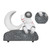 Wireless Bluetooth Speaker with LED Light Astronaut and Moon Shape FM Radio USB Decorative Bass Stereo Speaker Silver