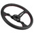 350mm/14in Universal Aluminum Frame Black Perforated Leather Car Steering Wheel W/ Horn (Red)