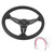 350mm 14inch Universal Aluminum Frame PU Leather 6-Bolt Car Racing Steering Wheel W/ Horn Black