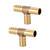 2pcs 1/2in (12mm) Brass 3 Way T Fitting Thread Hose Barb Tee Connector for Gas Fuel Water Air