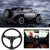 350mm 14inch Universal Aluminum Frame PU Leather 6-Bolt Car Racing Steering Wheel W/ Horn Black