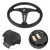 350mm 14inch Universal Aluminum Frame PU Leather 6-Bolt Car Racing Steering Wheel W/ Horn Black