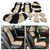 9pcs Auto Seat Cover Protector Set Breathable Dustproof Universal Accessory for 5-Seats CarBeige Black