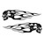 2Pcs Universal Motorcycle Gas Tank Skeleton Flames Badge Decal Stickers