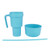 2 In 1 Snack Drink Cup with Straw Large Opening Plastic Beverage Cup Top Snack Bowl for Movie Theater Home Travel Light Blue