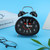 Cute Smiley Face Night Luminous Alarm Clock Double Bell Alarm Clock Bedside Clock (Black)