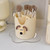 Desk Pencil Pen Holder 4 Compartments Large Capacity Cute School Supplies Makeup Brush Organizer Milky Yellow Dog Head