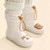 Children Rain Boot Anti Slip Waterproof Rain Boots Beam Port Cartoon Student Water Shoes for Boys Girls With Drawstring Rice White Bear 17