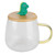 400ml Cute High Borosilicate Glass Cup HeatResistant Mug with Stainless Steel Spoon Bamboo Lid(Dinosaur )