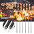 6PCS Long Stainless Steel BBQ Grill Wooden Handle Buckle Outdoor Camping Barbecue Skewers