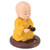 Cute Monk Car Ornament Solar Powered Waving Hands Monk Car Interior Display Decoration with 2 Anti Slip Mats for Home Yellow