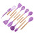 12Pcs Household Silicone Kitchen Utensil Set NonStick Cooking Spatula Spoons Tools Purple