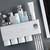 Toothbrush Storage Rack Inverted Magnetic Adsorption Toothbrush Holder Toothpaste Squeezer 4 Grey Cups