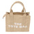 Women Carrying Bag with Zipper Double Handle Canvas Handbag for Casual Shopping Large Size Khaki