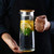 1.2L Acrylic Transparent Juice Bottle Cold Water Pitcher Jug for Bar Home UseBamboo Lid