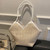 Shoulder Bag Large Capacity Underarm Bag for Women Straw Leather Classic Tote Handbag White