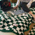 Simple Vintage Checkerboard Blanket Autumn Winter Warm Nap Throw Blanket Flannel Fleece Sofa Leisure Blanket Pine Cone Green 150x200cm