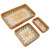 3 Pcs Rattan Fruit Tray Rectangular Fruit Tray Multi Purpose Storage Tray for Home Restaurant Green Lattice with Yellow Leaves