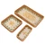 3 Pcs Rattan Fruit Tray Rectangular Fruit Tray Multi Purpose Storage Tray for Home Restaurant Green Lattice with Yellow Leaves
