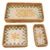 3 Pcs Rattan Fruit Tray Rectangular Fruit Tray Multi Purpose Storage Tray for Home Restaurant Green Lattice with Yellow Leaves