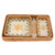 3 Pcs Rattan Fruit Tray Rectangular Fruit Tray Multi Purpose Storage Tray for Home Restaurant Green Lattice with Yellow Leaves