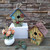 Hanging Bird House Decor Wooden Red Roof Hanging Birdhouse Decorative Outdoor Garden