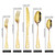 20-Piece Gold Silverware Set Service for 5 Stainless Steel Flatware Cutlery Set with Round Edge Kitchen Utensil Set for Home and Restaurant Include Knife Fork Spoon Set Dishwasher Safe