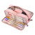 Pencil Pouch With 3 Compartments Large Capacity Double Opening Soft Canvas Dustproof Zipper Pencil Case for Students Pink