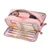 Pencil Pouch With 3 Compartments Large Capacity Double Opening Soft Canvas Dustproof Zipper Pencil Case for Students Pink