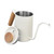 Stainless Steel Handle Drip Coffee Pot Long Gooseneck Spout Drip Kettle Coffee Tea Pot Matte White600ml