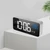 LED Alarm Electric Clock Multifunctional Exquisite Mirrored Surface Silent Bedside Clock for Home Bedroom Office Decor Silver