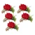 5PCS Wedding Boutonniere Pin Fixed Plastic Artificial Flower Corsage for Bride and Groom Red