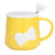 400ml Cute Bowknot Ceramic Tea Milk Water Cup Coffee Mug with Lid Stainless Steel Spoon for Home Holiday GiftsYellow