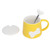 400ml Cute Bowknot Ceramic Tea Milk Water Cup Coffee Mug with Lid Stainless Steel Spoon for Home Holiday GiftsYellow
