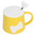 400ml Cute Bowknot Ceramic Tea Milk Water Cup Coffee Mug with Lid Stainless Steel Spoon for Home Holiday GiftsYellow