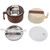 Stainless Steel Noodle Bowl Lunch Box Double Layer Ramen Bowl with Handle Lid Fork and Spoon for Office Workers Students Coffee and Beige
