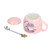 450ml Ceramic Coffee Cup Cute Tea Mug with Lid Spoon for Office Home Holiday GiftsStrawberry Pattern
