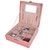 PU Leather Two-Layer Square Jewelry Box Organizer Display Storage(Pink)