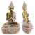 2Pcs/Set Sandstone Resin Seated Buddha Statue Sculpture Fengshui Figurine Ornament Home Decoration