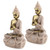 2Pcs/Set Sandstone Resin Seated Buddha Statue Sculpture Fengshui Figurine Ornament Home Decoration