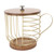 Coffee Pod Holder Iron Large Capacity Space Saving Wooden Base Coffee Pods Storage Organizer for Home Coffee Bar Gold with Lid