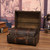 vintage Suitcase Wood Leather Finished Antique Storage Box Decorative Luggage for Photography Props Home Decoration