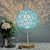 Desk Lamp Bamboo Wood USB Charging Rattan Ball Shape LED Night Light for Dormitory Bedroom Sky Blue 7.9in